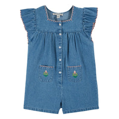 Emile et Ida - Embroidered Denim Jumpsuit | Blue