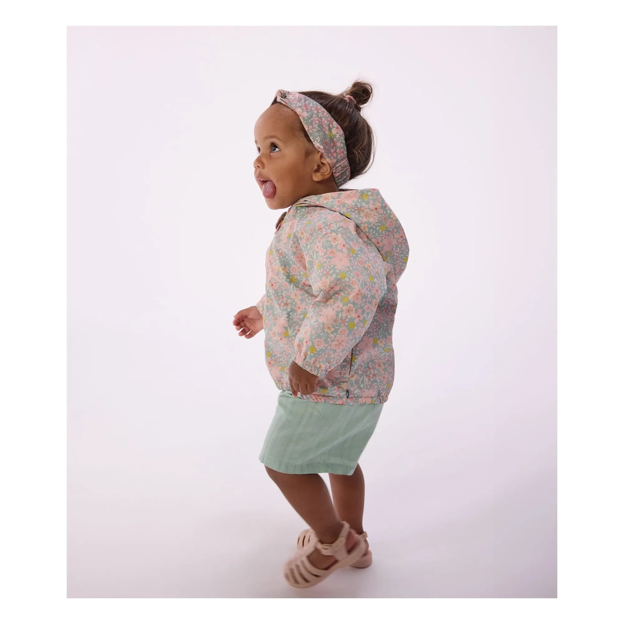 Petit Bateau - Floral Print Windbreaker Recycled Fiber Doll | Turquoise