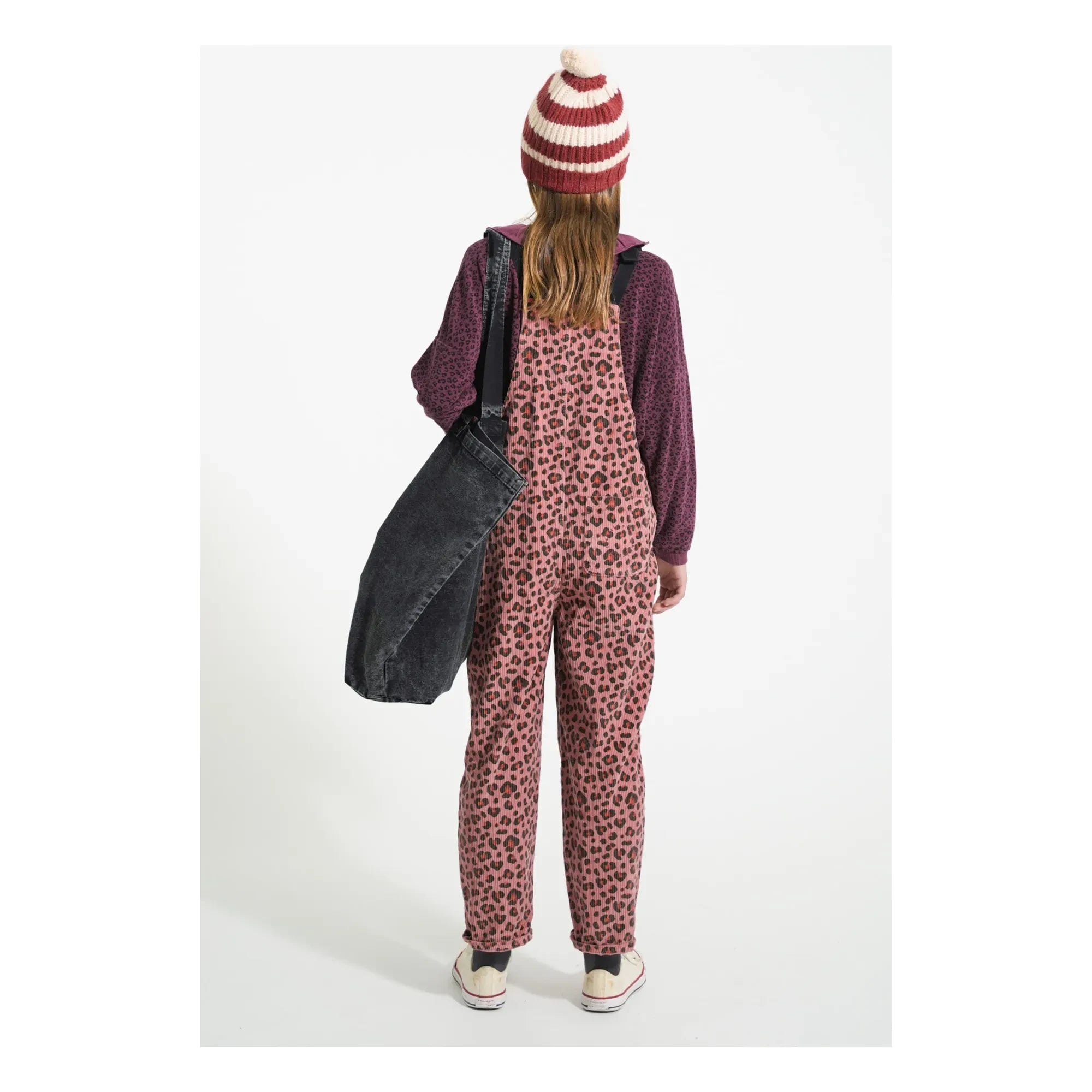 Piupiuchick - Ruffled Collar Sweatshirt Leopard Organic Cotton | Aubergine
