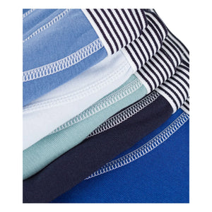 Petit Bateau - 5'li Çizgili Organik Pamuk Boxer Külot | Mavi