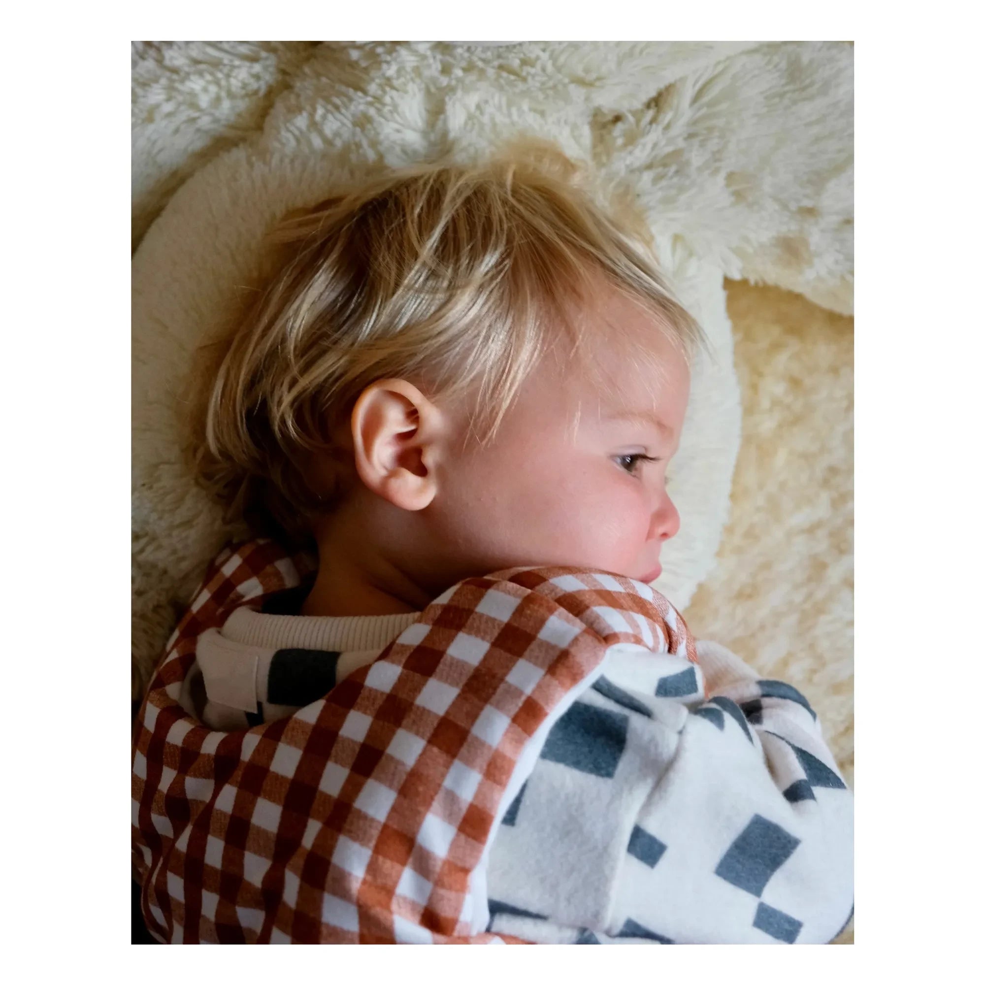 Tante Reine - Vichy organic cotton footed sleeping bag | Caramel