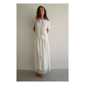 THEAVANT - La Fille Silk and Lace Skirt | White