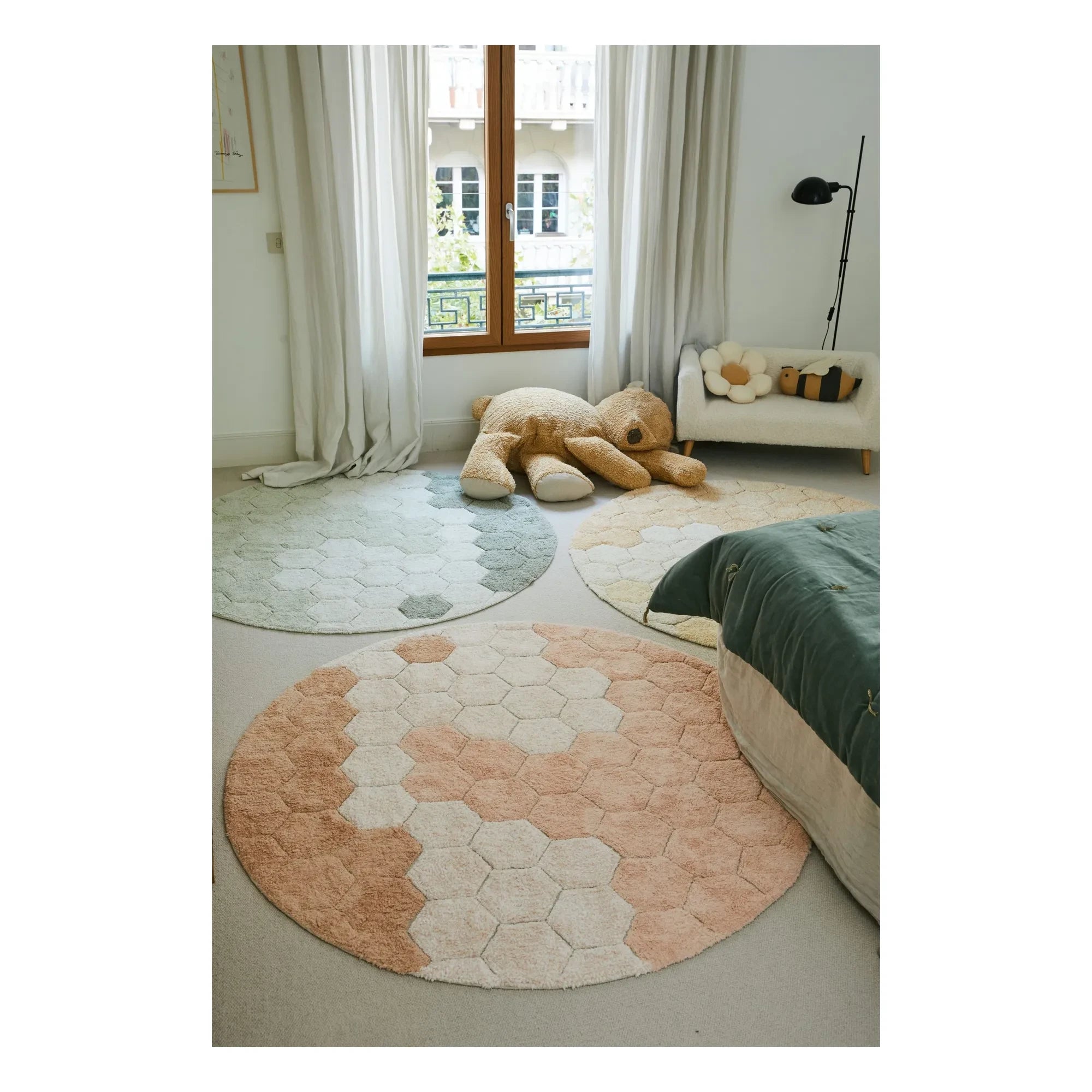 Lorena Canals - Honeycomb Round Rug | Gray Blue