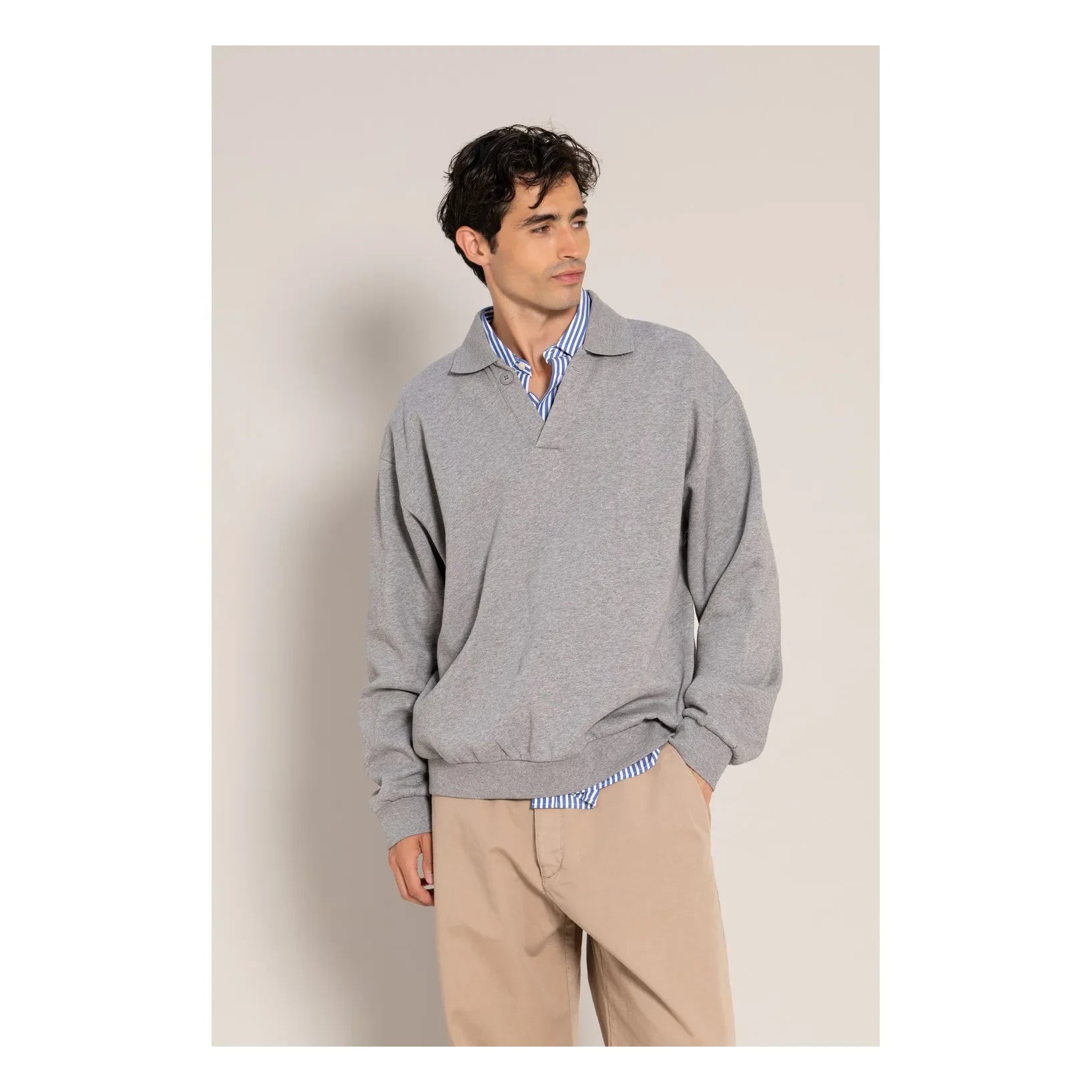 Smallable Man - Bob Bisiklet Yaka Sweatshirt | Heather Grey