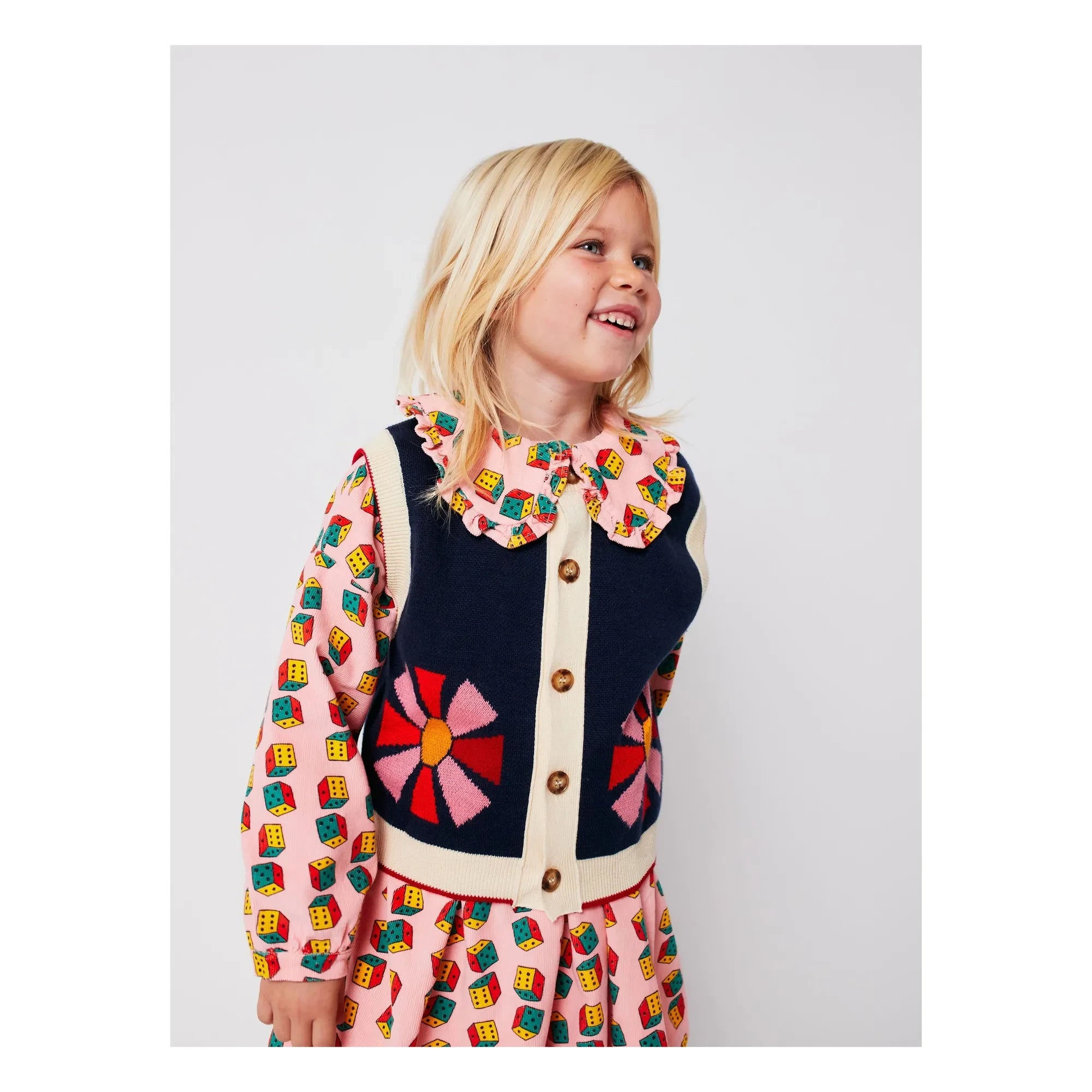 Bobo Choses - Pleated Fitted Velvet Skirt Organic Cotton | Pink