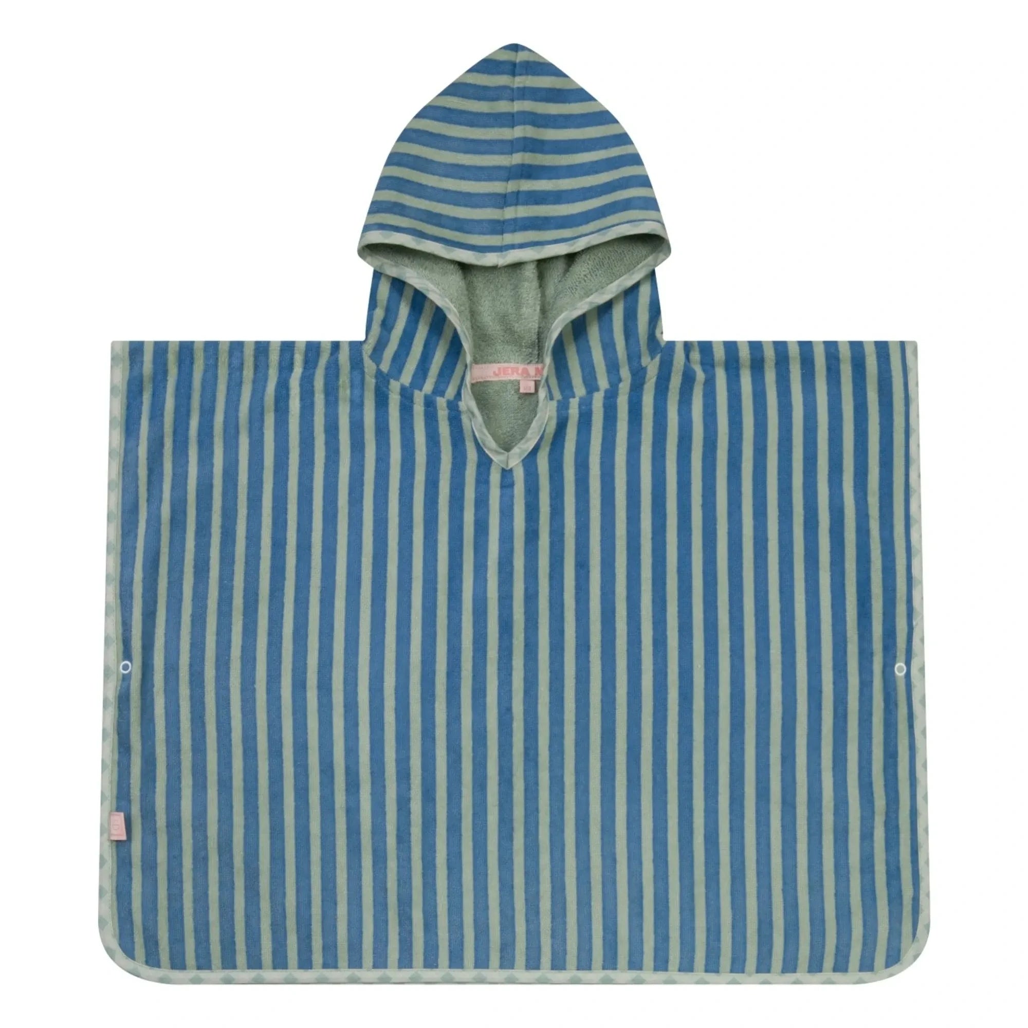 Jera Mini - Striped Towel Robe Poncho | Green Water