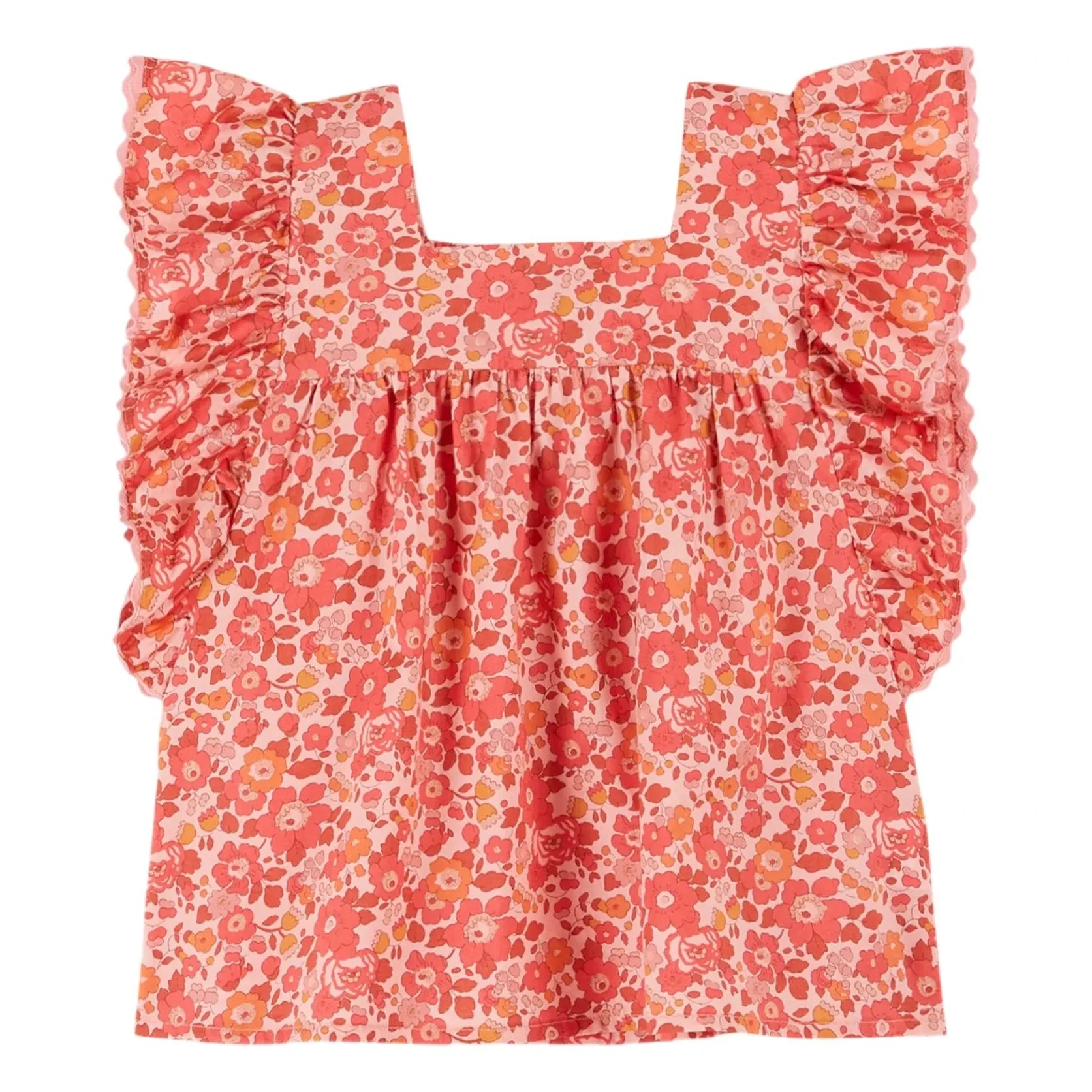 Emile et Ida - Liberty Ruffled Blouse | Coral