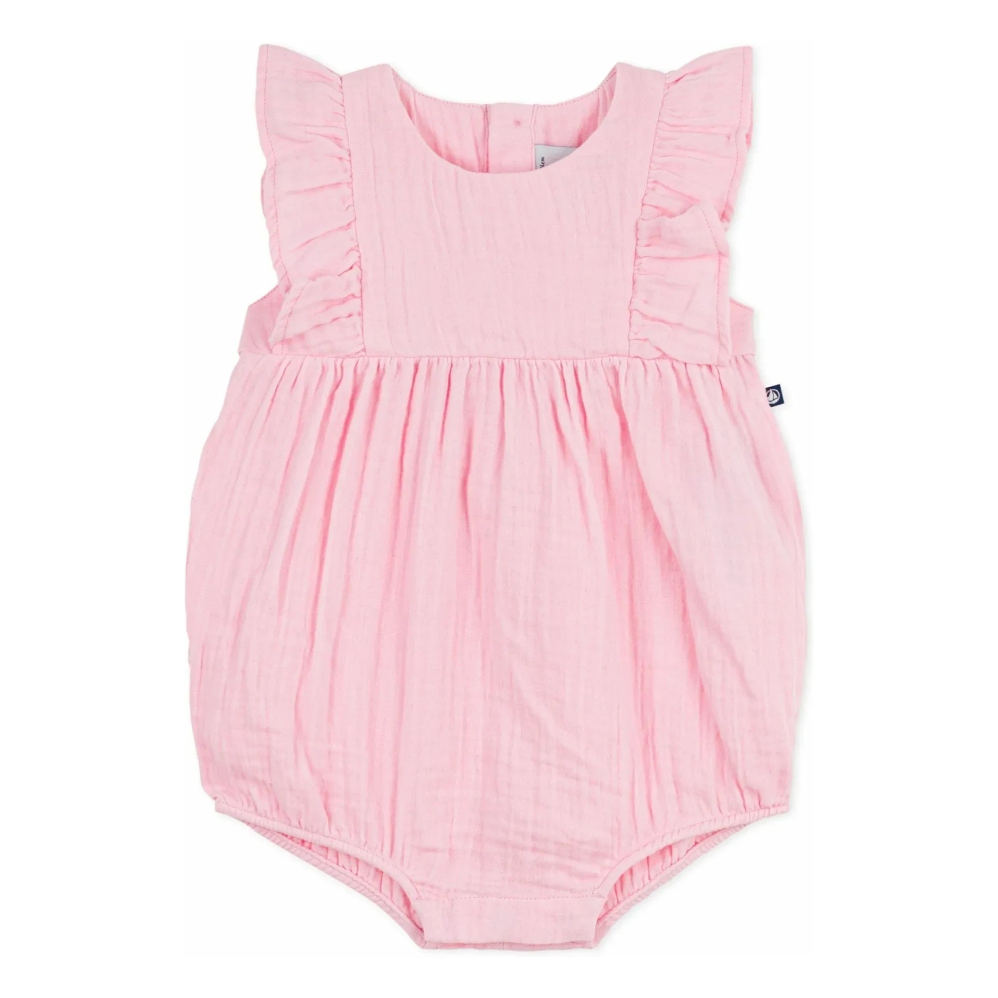 Petit Bateau - Plain Organic Cotton Gingham Romper | Pink