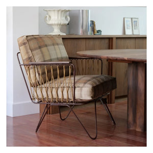 Honoré - Tartan Velvet Croisette Armchair | Caramel