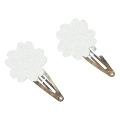 Tartine et Chocolat - Set of 2 Hibiscus Glitter Hair Clips | Ecru