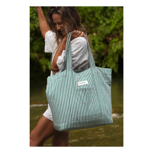 rivedroite - Amelot Shopping Bag Striped Recycled Cotton | Green