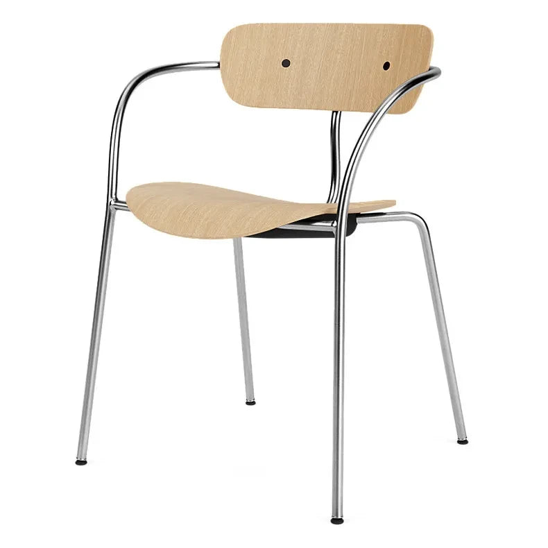 & Tradition - AV2 Arm Pavilion Chairs, Chrome Frame - Set of 2 | Oak
