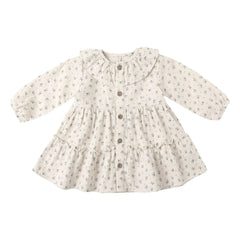 Quincy Mae - Organic cotton floral ruffled dress | Ecru