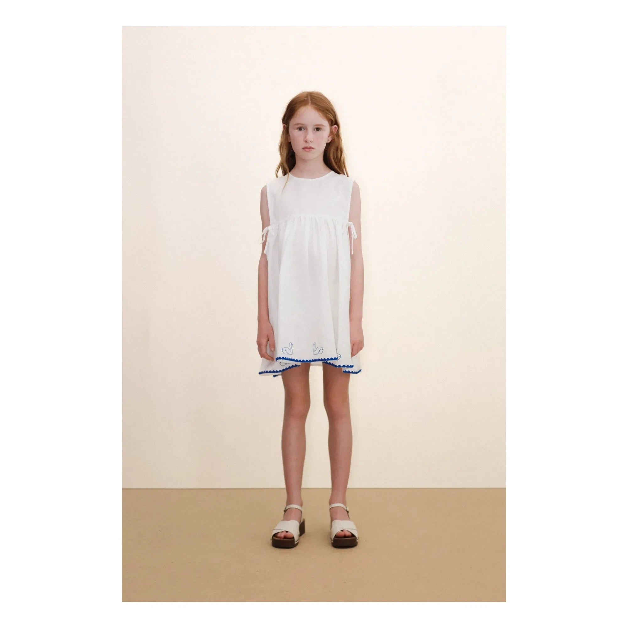 Tinycottons - Swans Keten Elbise | Beyaz