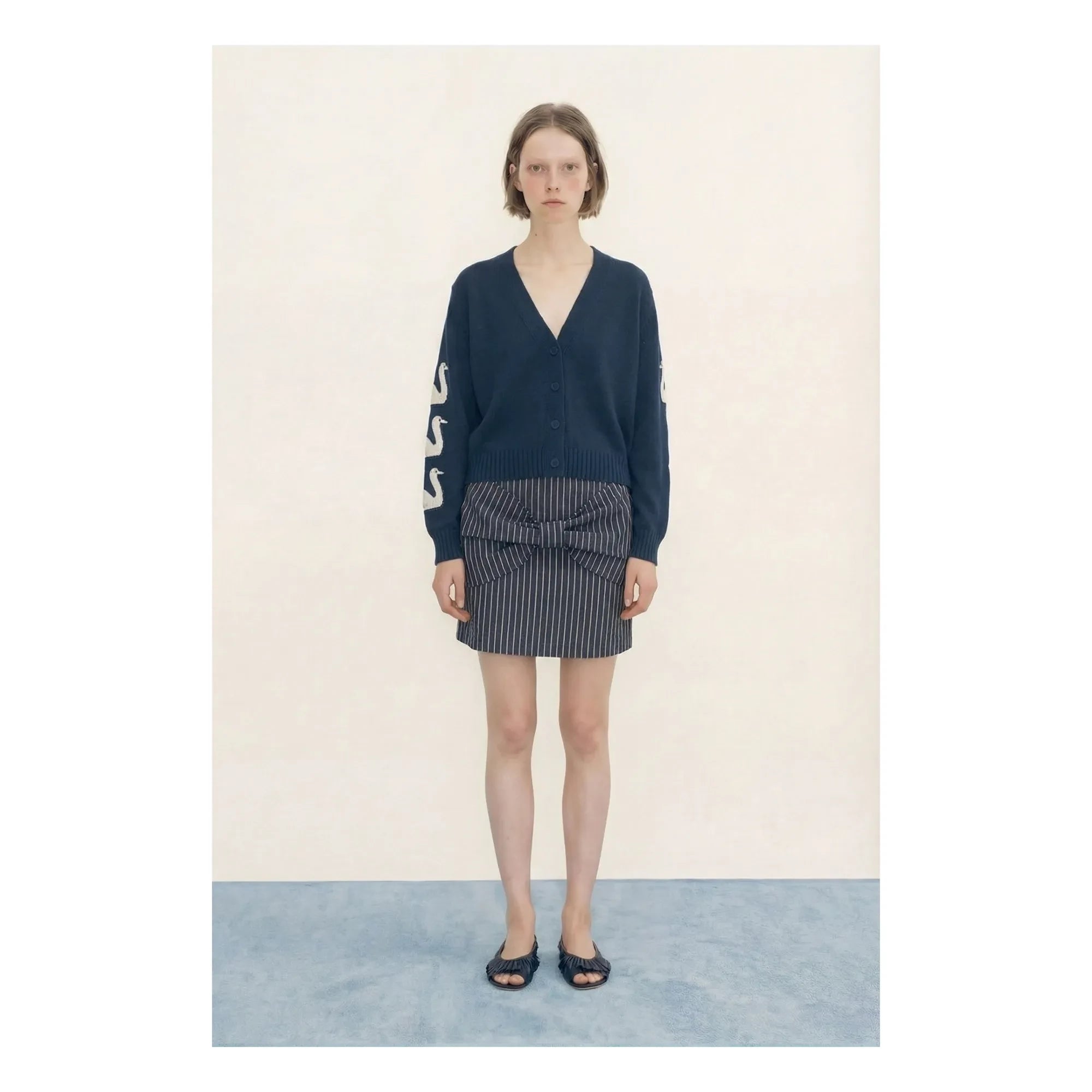 The Tiny Big Sister - Cotton Swan Cardigan | Navy Blue