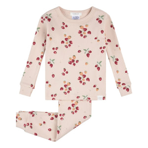 Petit Lem - Floral nervürlü органik pamuklu uzun kollu pijama | Pembe