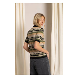 Smallable Woman - Selma Striped Polo Neck T-shirt | Iced Brown
