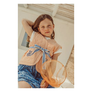 THE LiTTLE POETS - Pablo Carreaux Organic Cotton Sleeveless Embroidered Jacket | Apricot