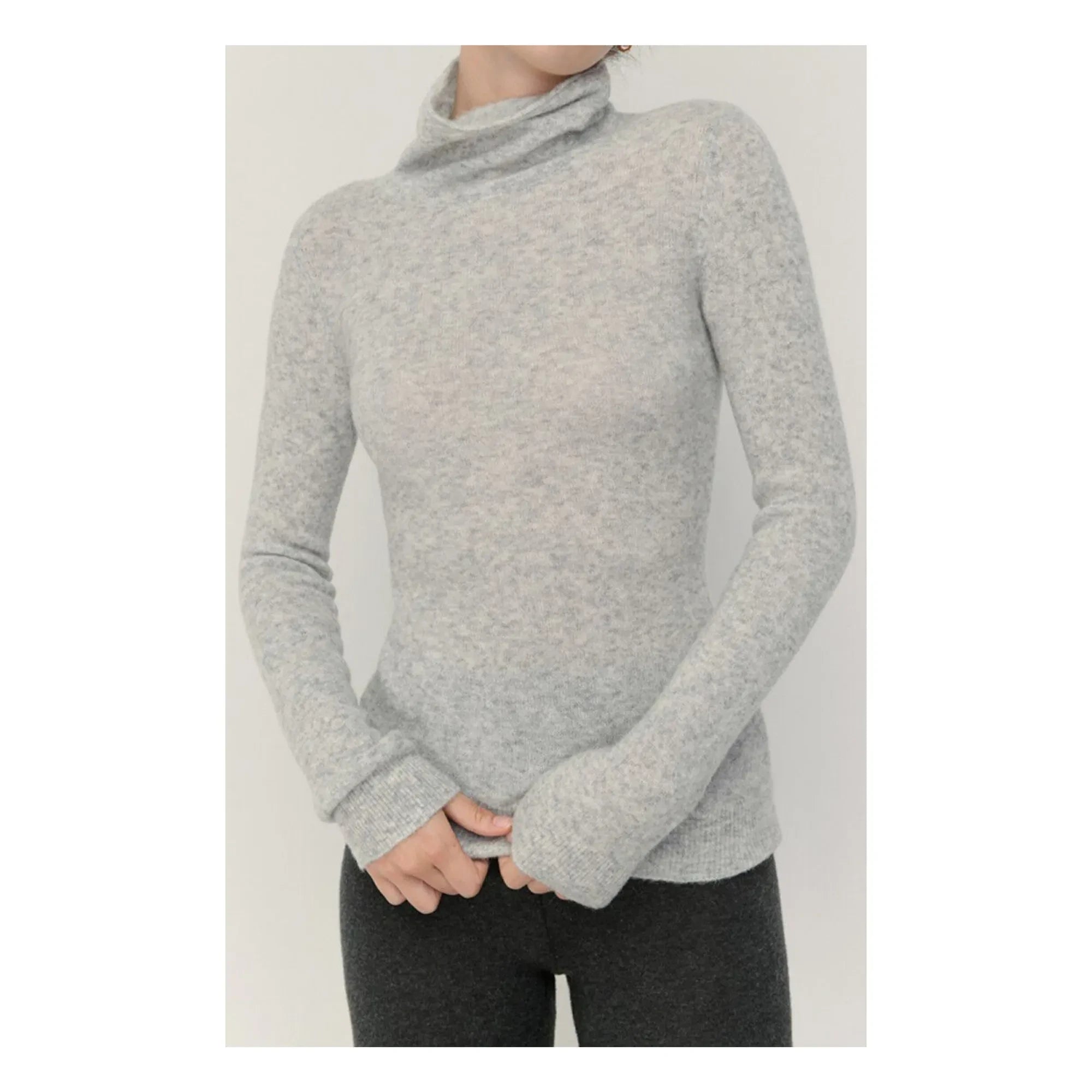 American Vintage - Razpark Polo Neck Wool Sweater | Light Gray