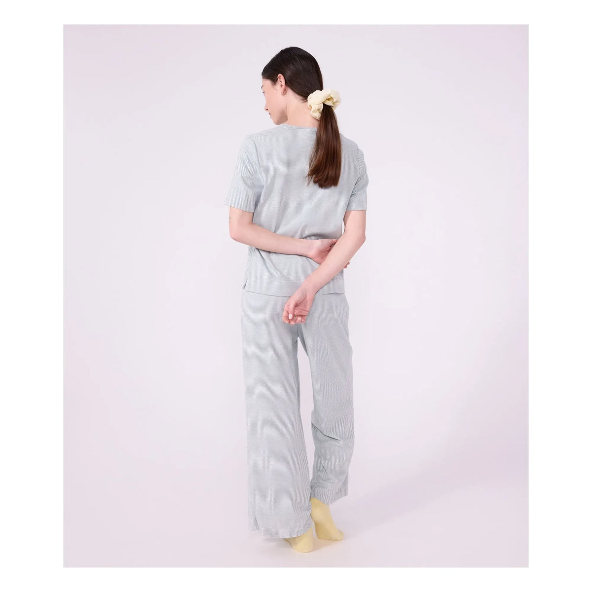 Petit Bateau - Organik pamuklu çizgili pijama | Mavi