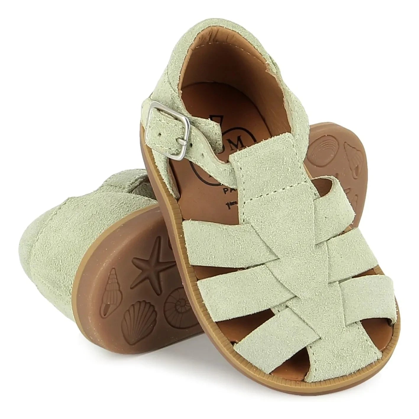 Pom d'Api - Poppy Daddy Velvet Sandals | Badem Green