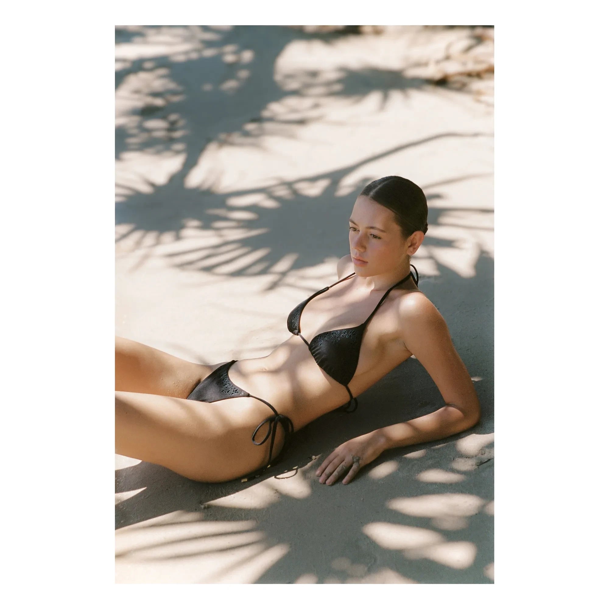 Peony - Memoir Embroidered Recycled Fiber Jersey Bottom | Black