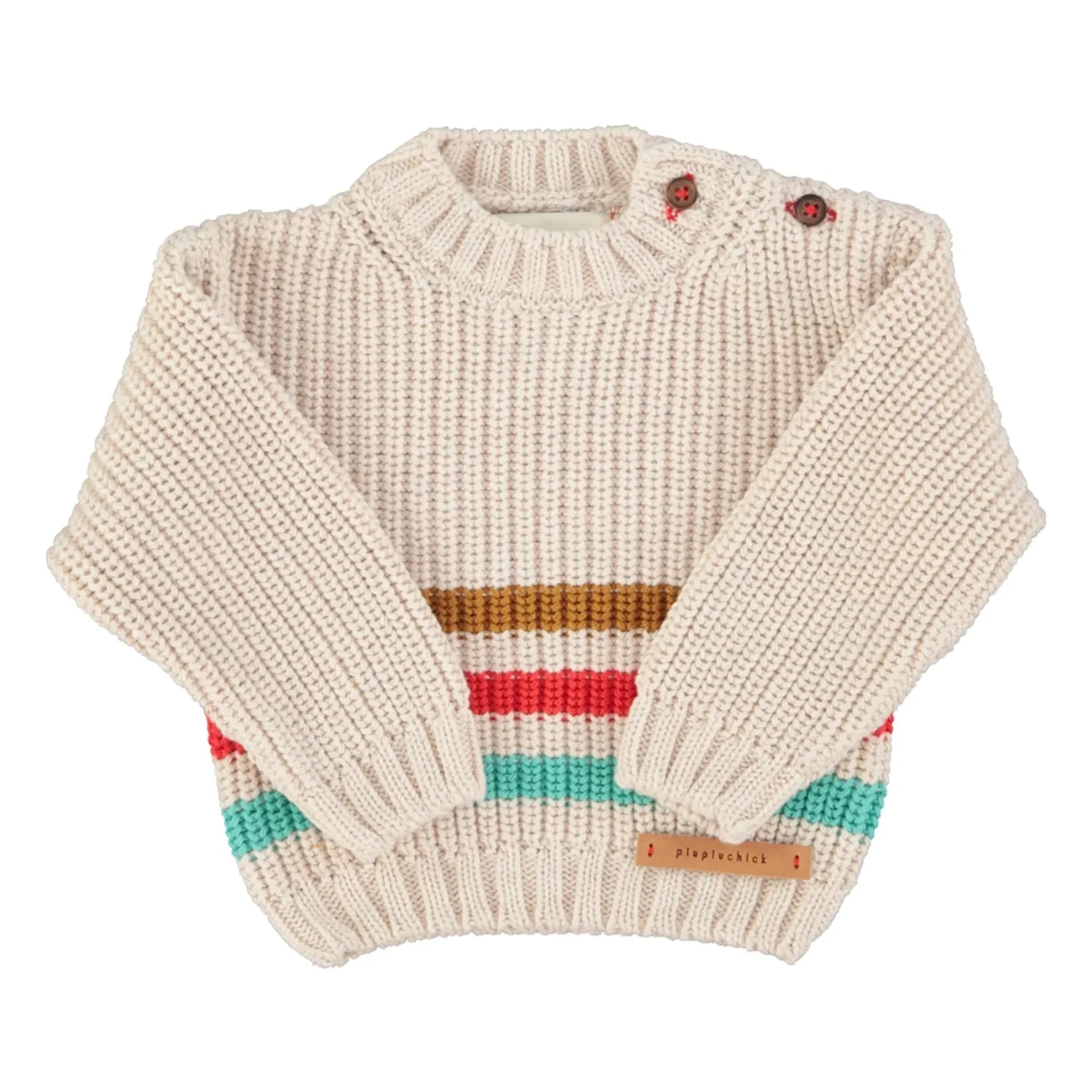 Piupiuchick - Striped Organic Cotton Sweater | Ecru