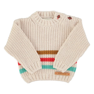 Piupiuchick - Striped Organic Cotton Sweater | Ecru