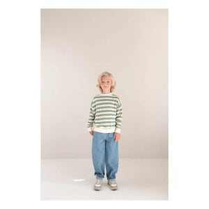 Jenest - Kay Çizgili Organik Pamuk Sweatshirt | Haki