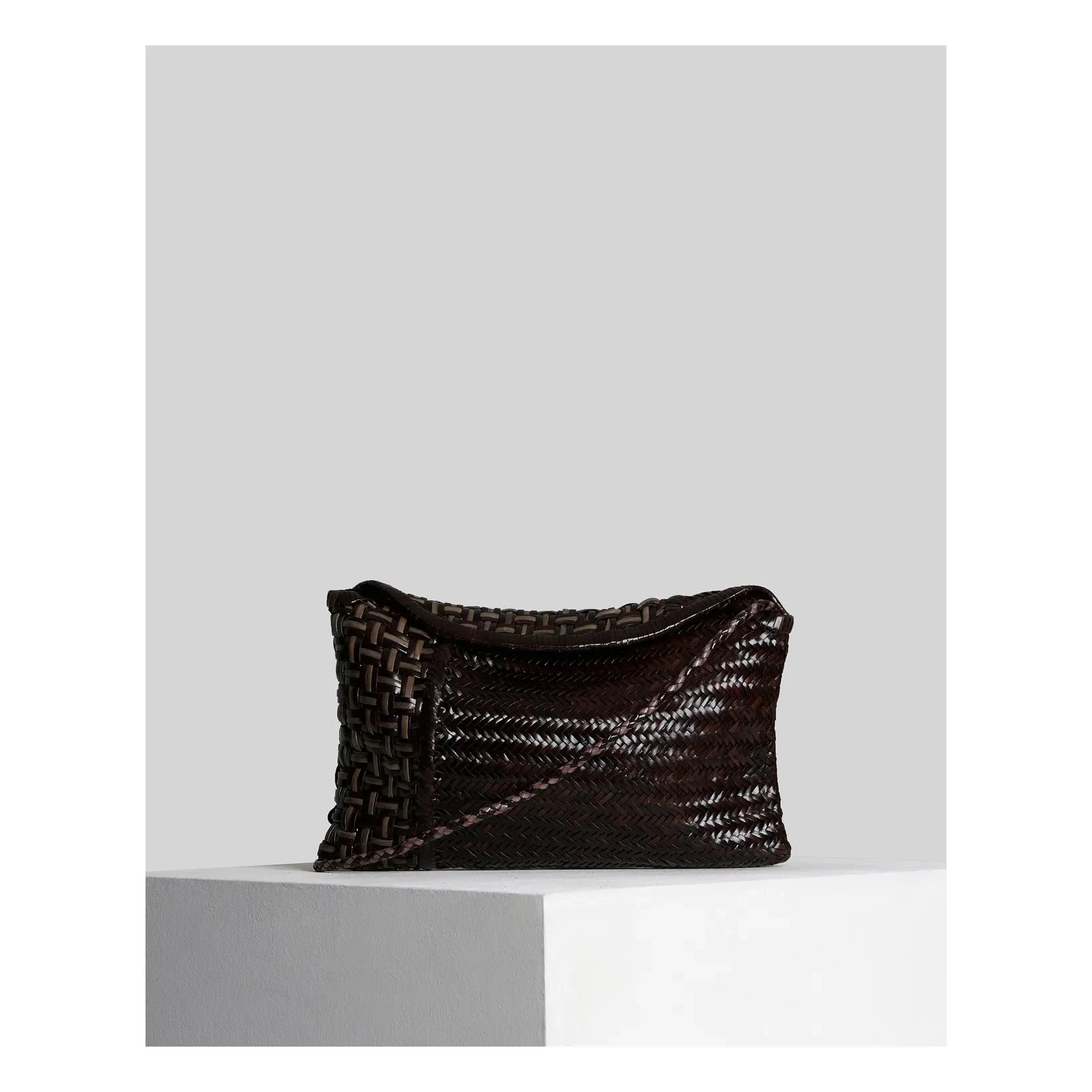 Vipera - Pillow Patch Leather Clutch | Chocolate
