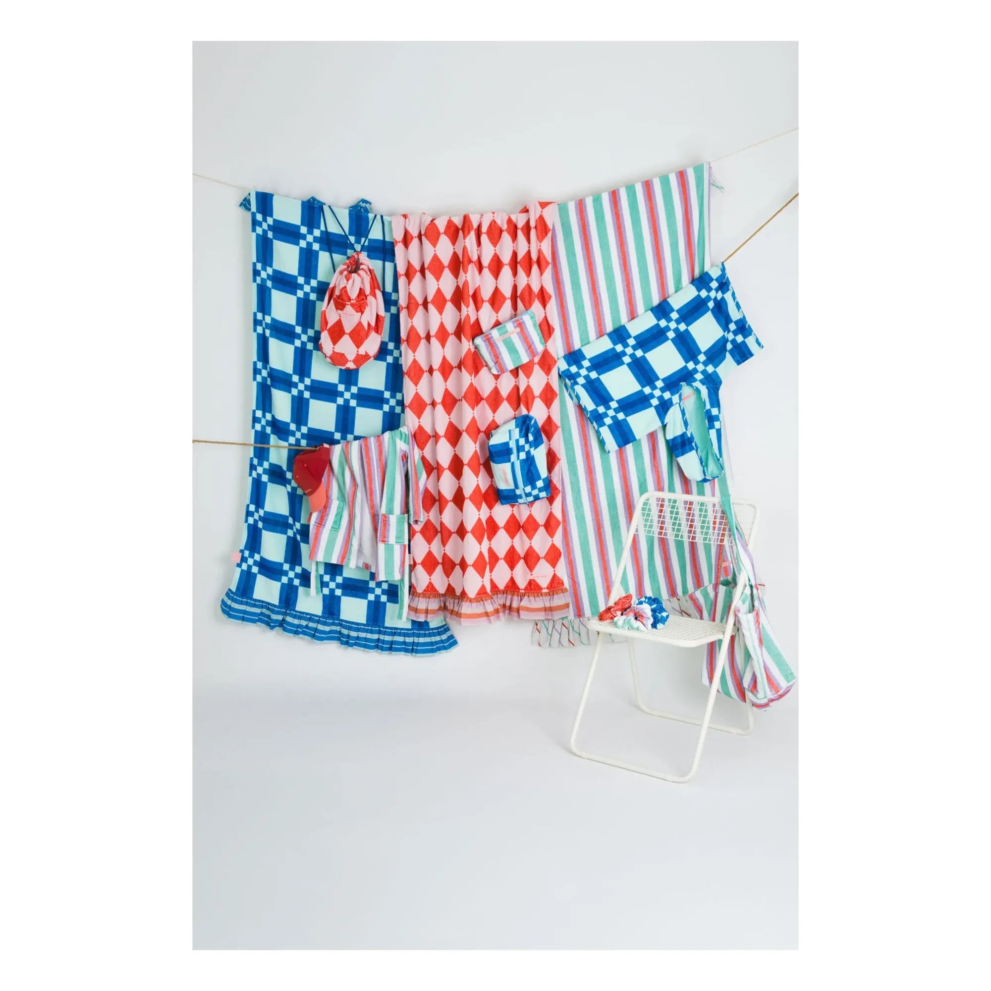 Jera Mini - Peshtemal Towel with Ruffles Losange Terry Fabric | Pink
