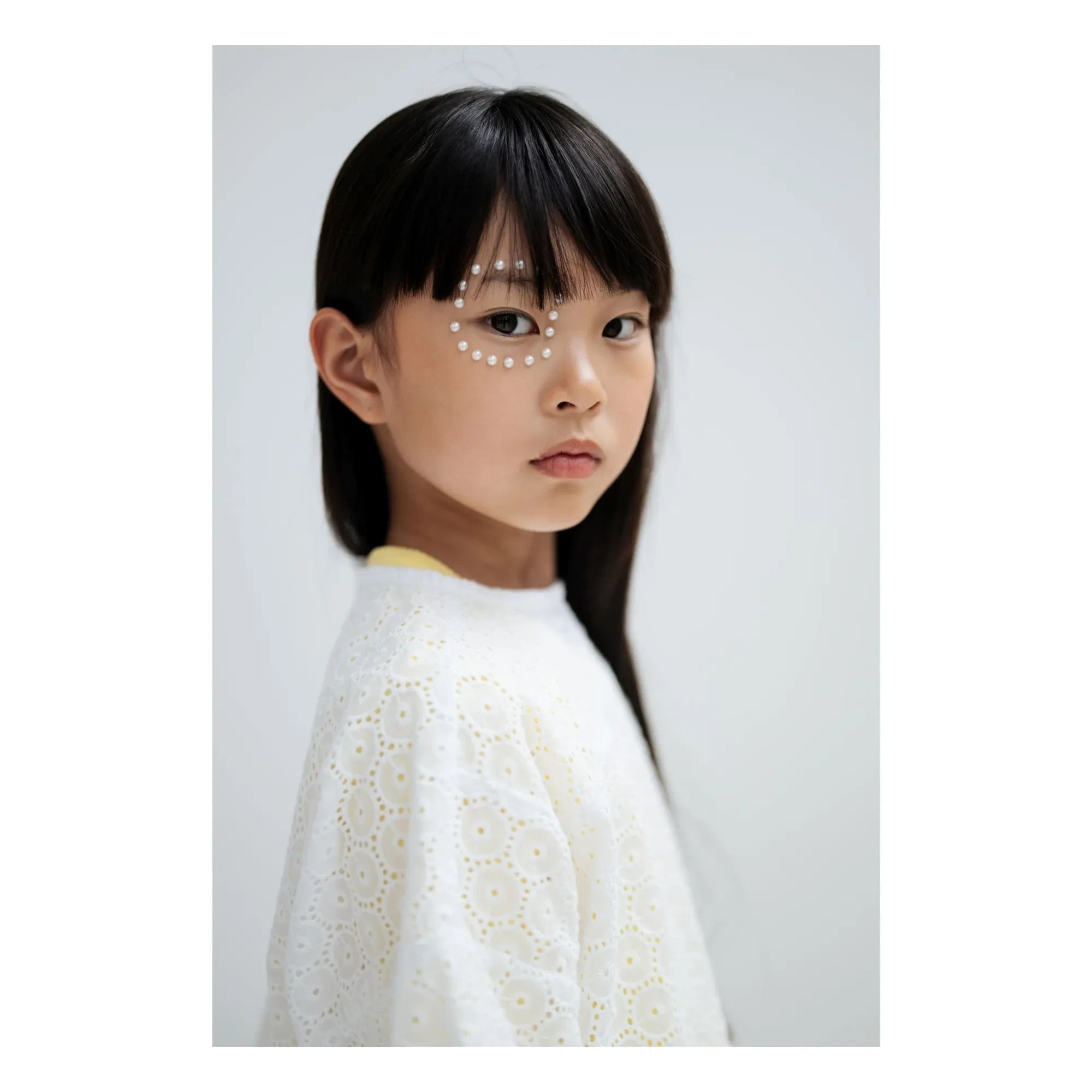 Repose AMS - Button-back blouse Embroidered Anglaise Organic cotton | White