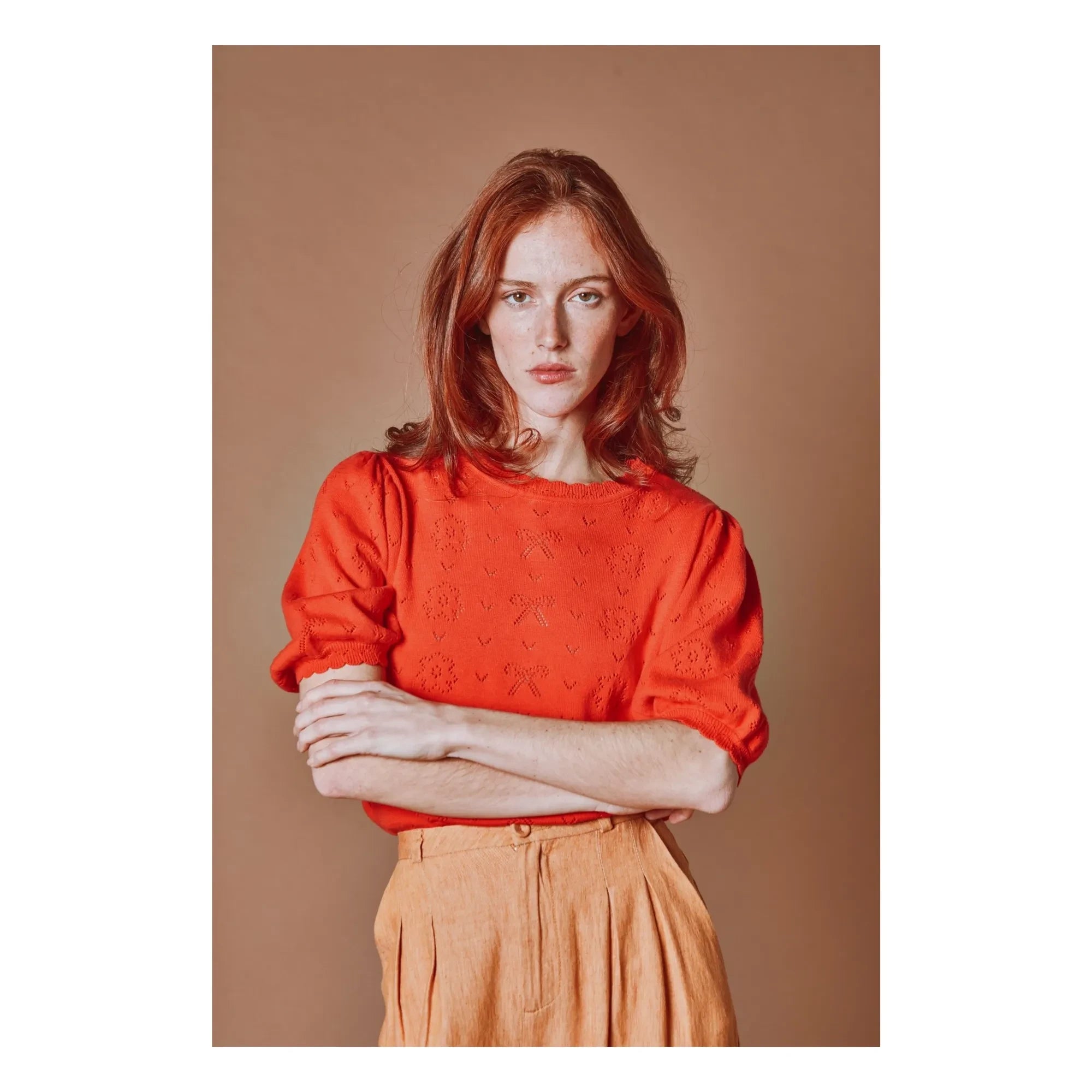 Emile et Ida - Organic Cotton Knitted Ribbed Sweater | Poppy