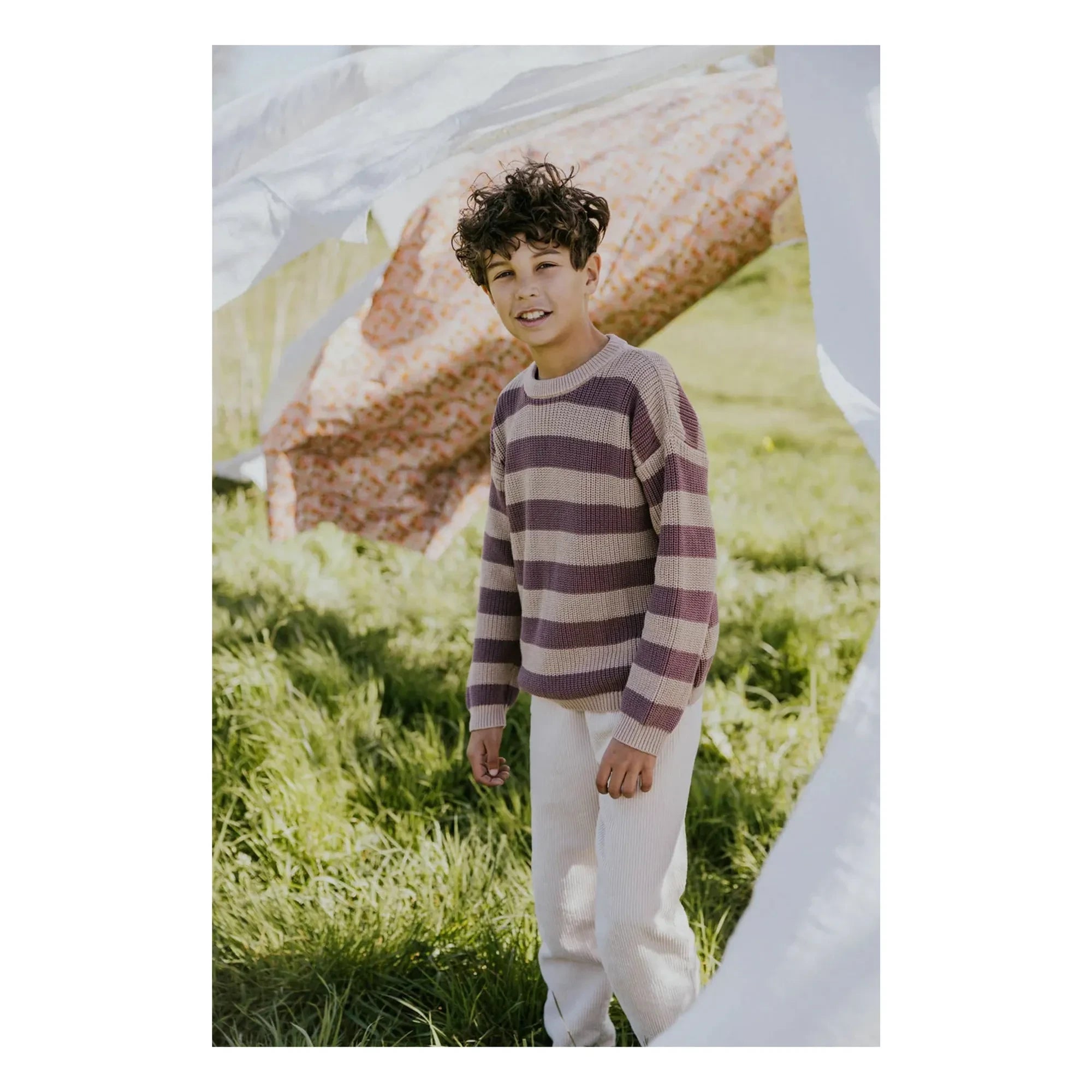 Yuki - Striped Organic Cotton Sweater | Sand