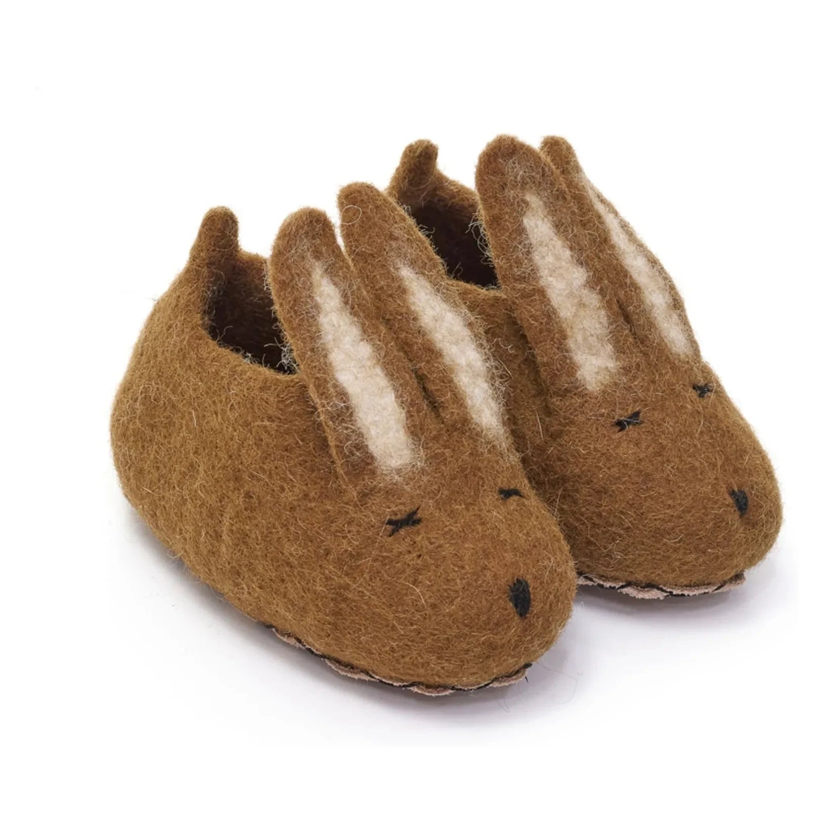 Muskhane - Felt and leather bunny slippers | Brown