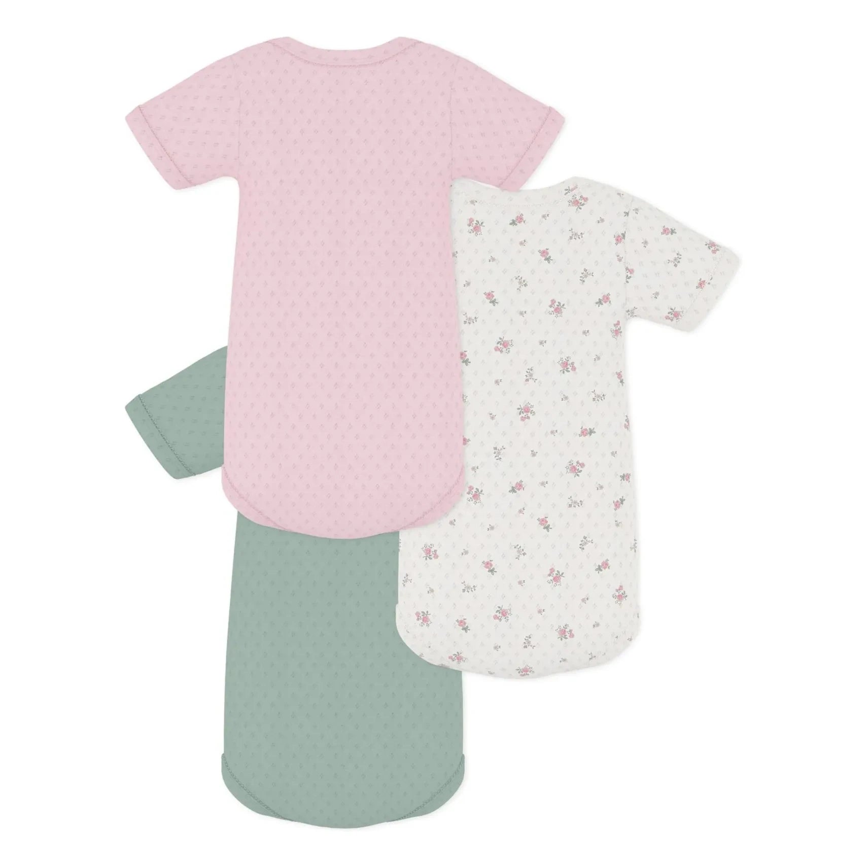 Petit Bateau - 3-Pack Organic Cotton Ribbed Baby Bodysuits | Pink