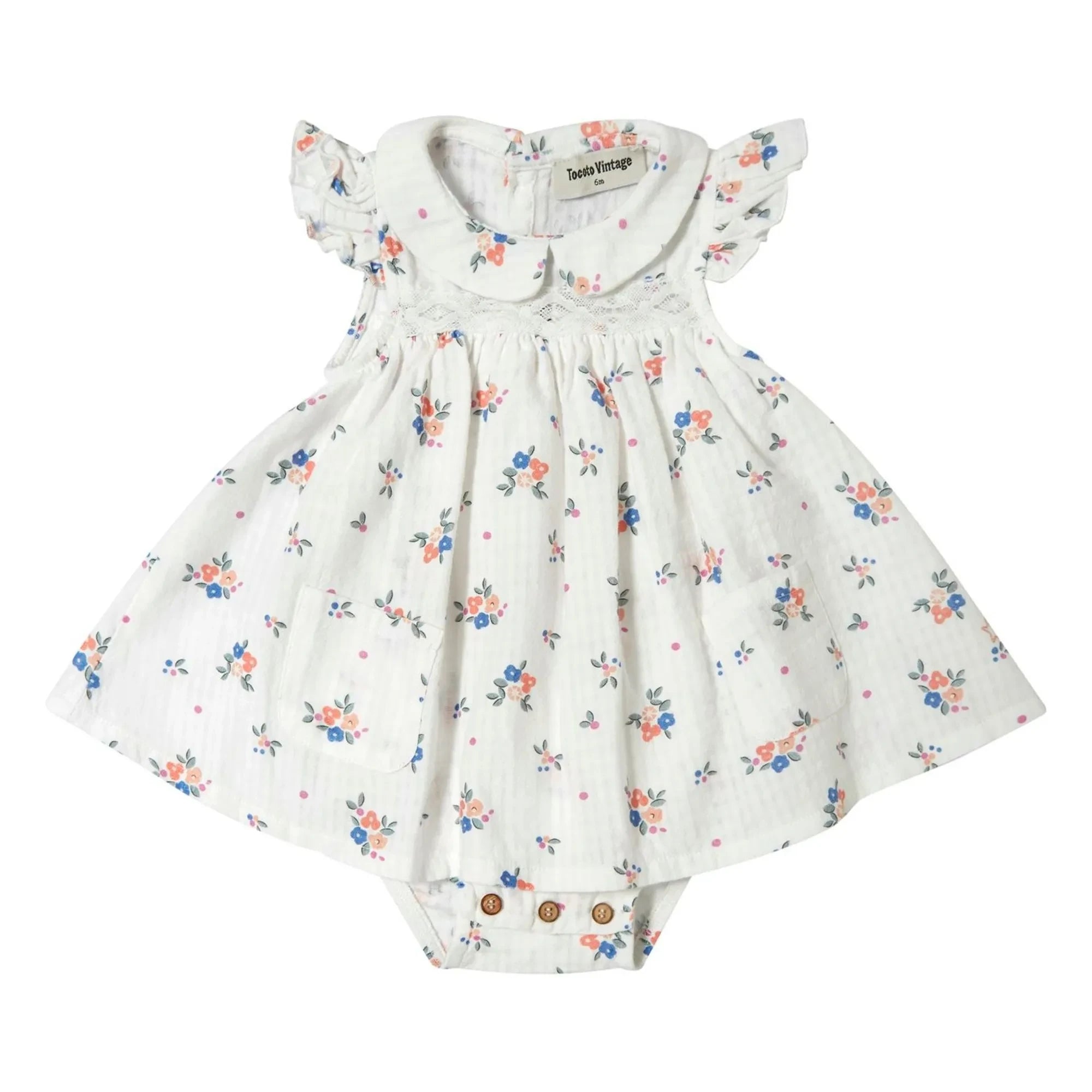 Tocoto Vintage - Floral Pattern Dress | White