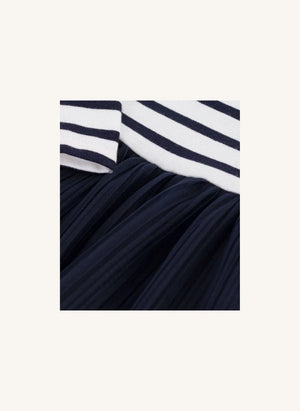 Petit Bateau - Çizgili Tül Bebek Elbisesi | Lacivert