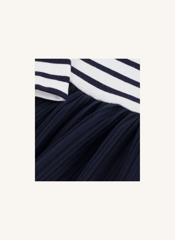 Petit Bateau - Çizgili Tül Bebek Elbisesi | Lacivert