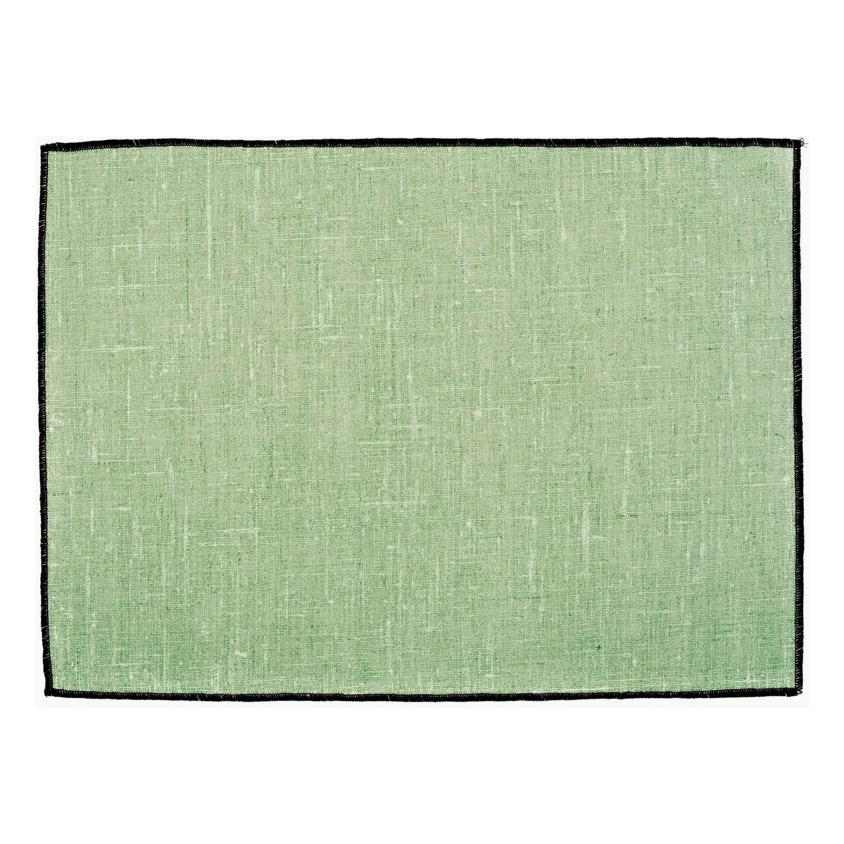 Haomy - Bordeau Leather-Trimmed Linen Tablecloth | Almond Green