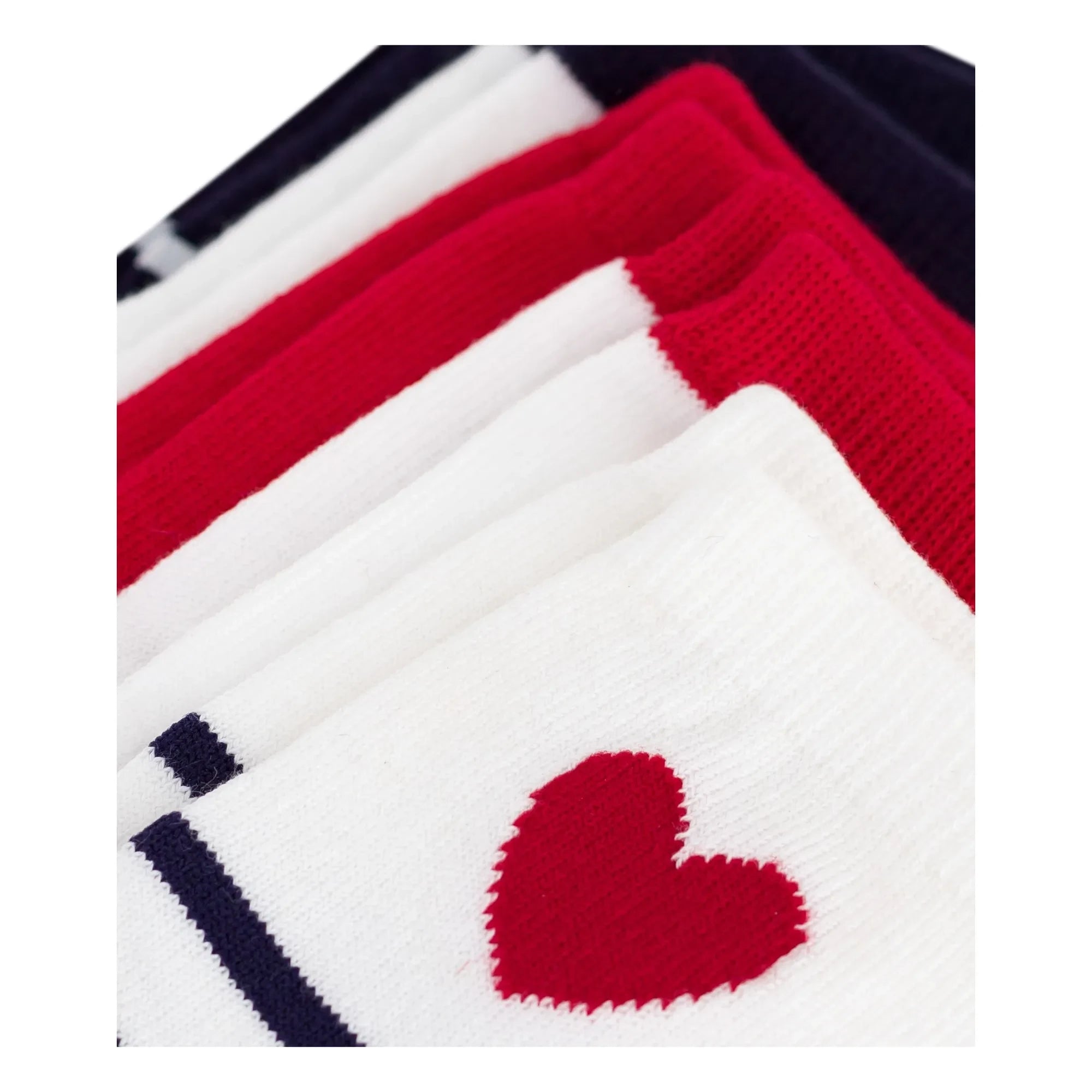 Petit Bateau - 5 Çift Çizgili Kalp Çorap | Lacivert