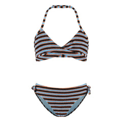 Beachlife - Ribbed Double Button Swimsuit | Light Blue