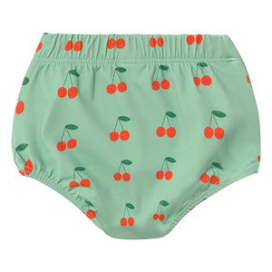 Tinycottons - Cherry Patterned Swimsuit Briefs | Green Water