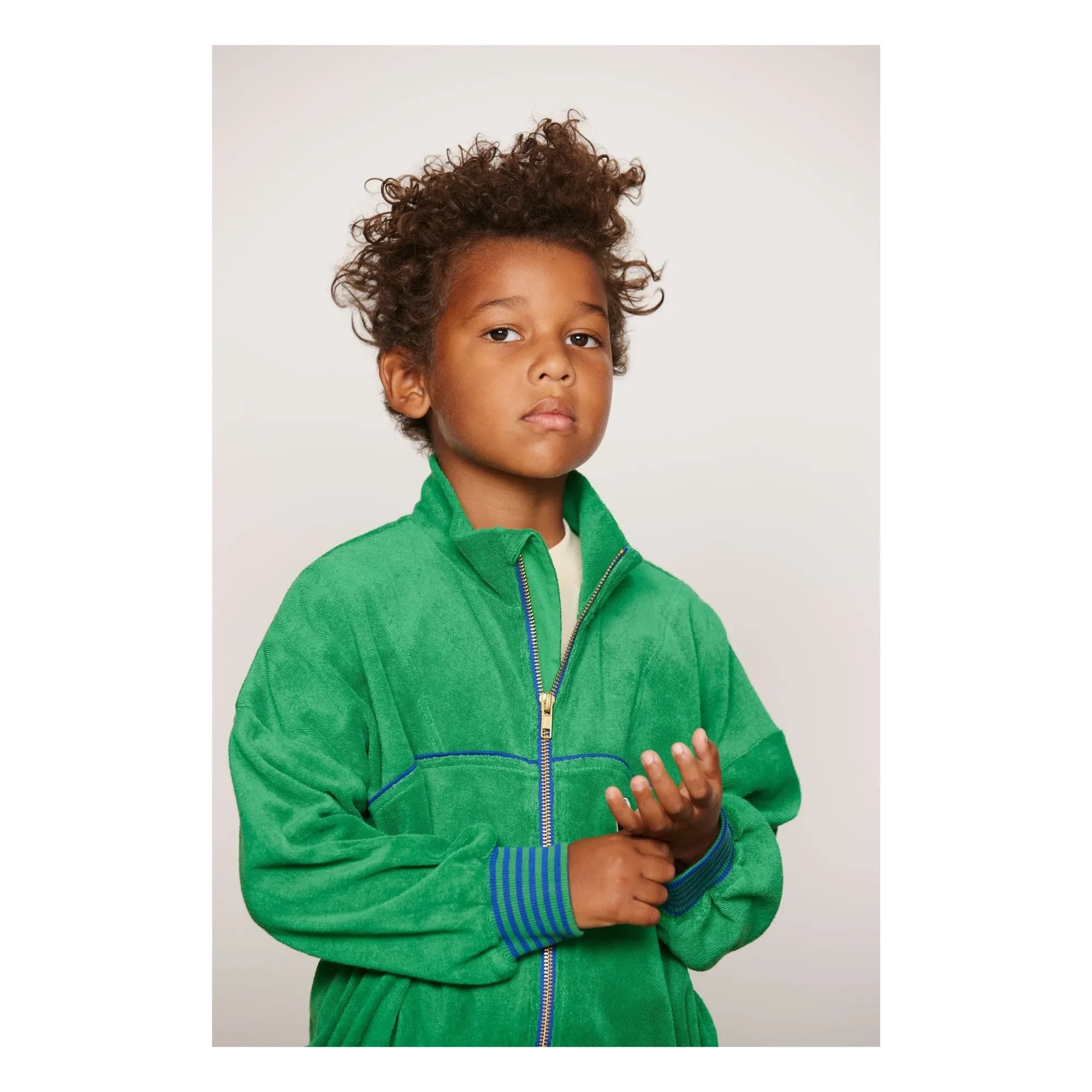 Mini Rodini - Organic cotton terry zip-up sweatshirt | Green