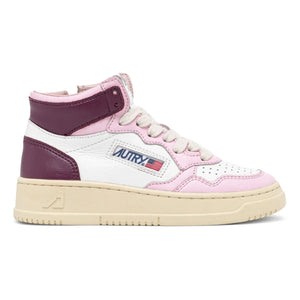 Autry - Two-Tone Kids Medalist Mid-Cuff Leather Sneakers | Pink
