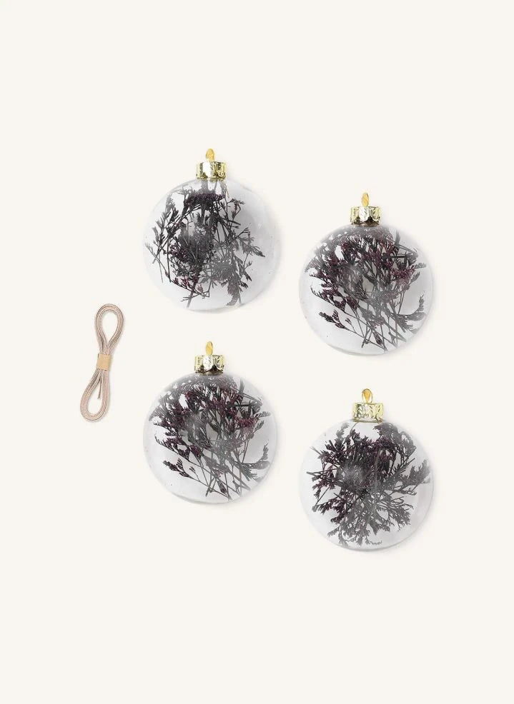 Ferm Living - Flora Glass Christmas Ornaments - Set of 4 | Plum