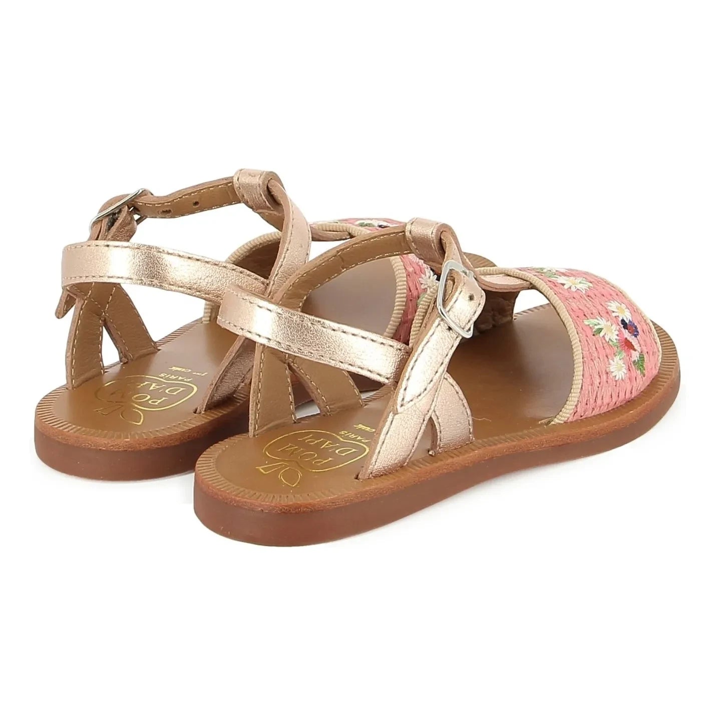 Pom d'Api - Sandals Plagette Raphia Brode | Pink