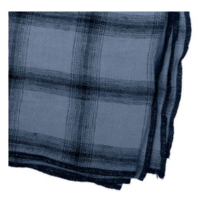 Le Monde Sauvage - Highlands Checked Washed Linen Tablecloth | Night Blue
