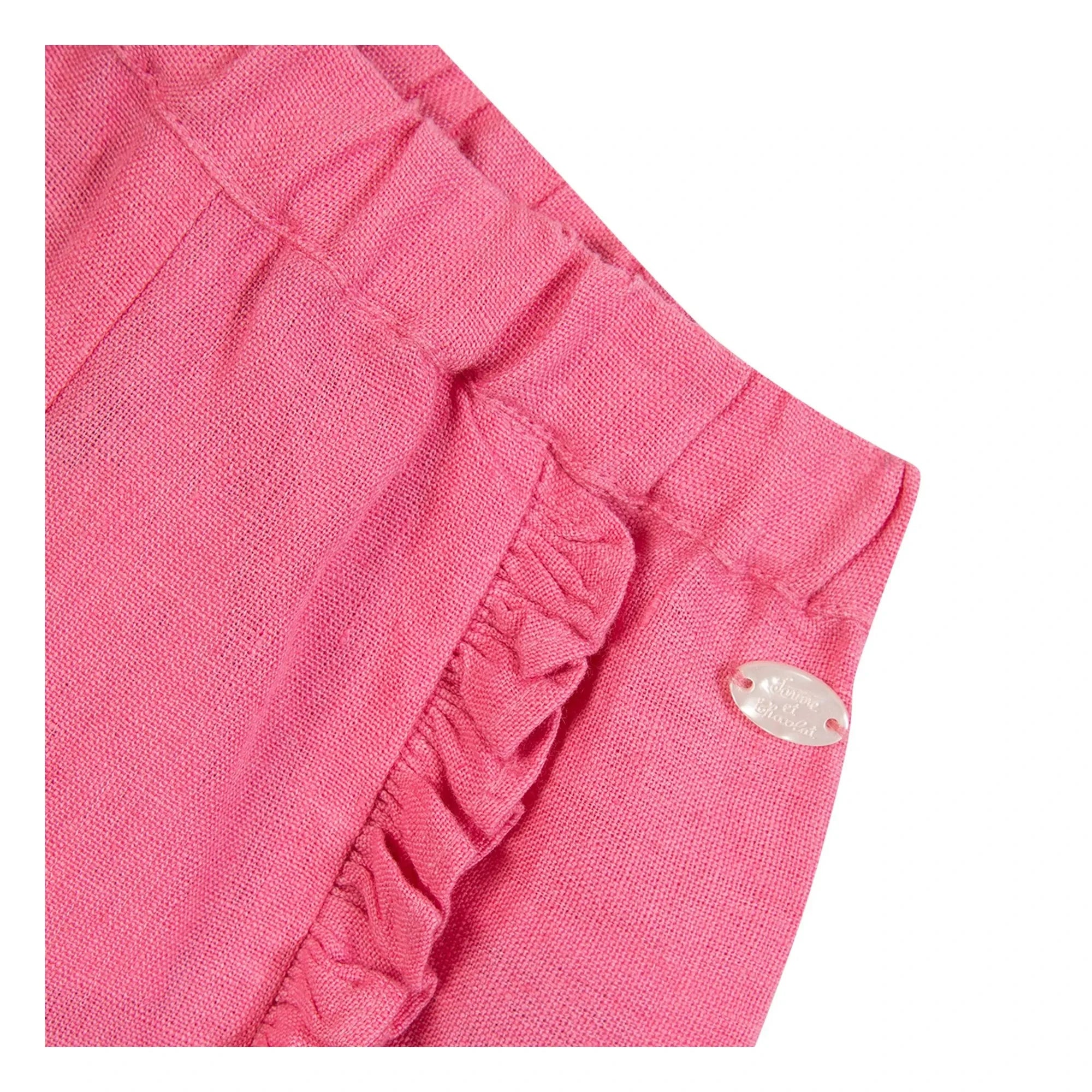 Tartine et Chocolat - Linen Ruffled Pants | Powder Pink