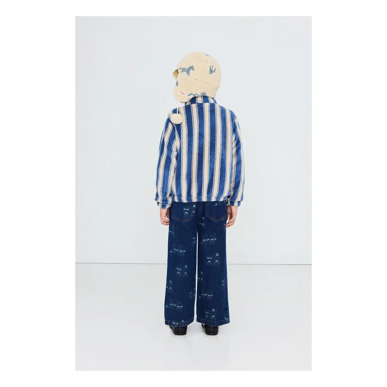 Tinycottons - Striped Fleece Jacket | Petrol Blue